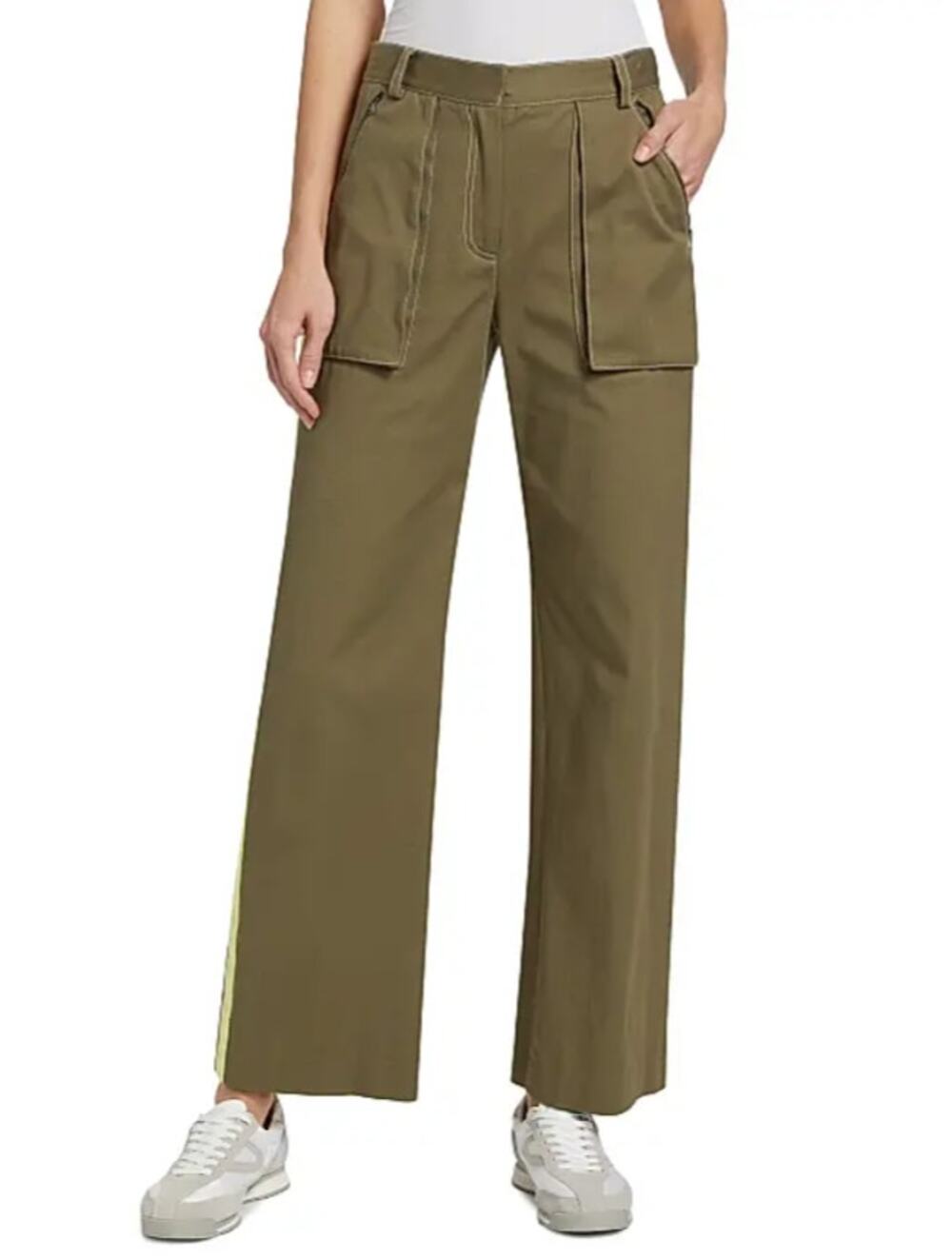 TWP Isa Pants Side Stripe Stretch Twill Straight Leg Utility Streetwear Y2k 0